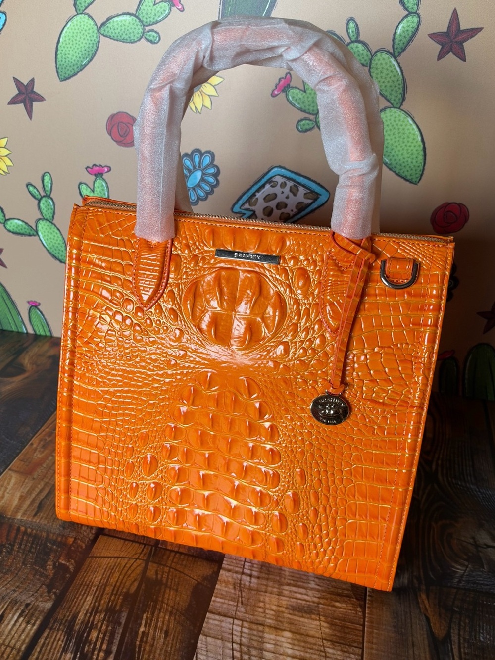 FIRM $ Brahmin Caroline Mango Orange Melbourne Leather Bag New with Tags! - Picture 2 of 14